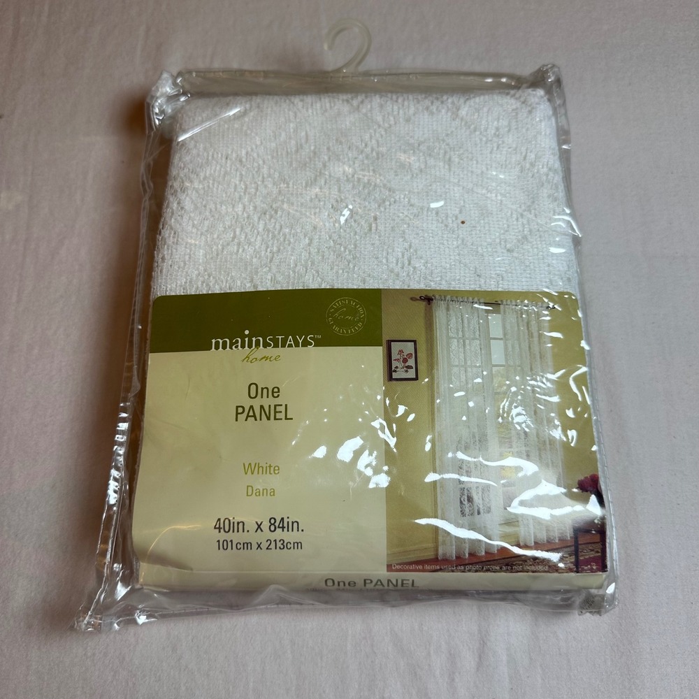 Mainstays Home Dana White Lace Curtain One Panel 40"x84" Floral Cottagecore New
